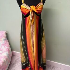 FARM Rio Vibrant Tie Front Maxi Sundress